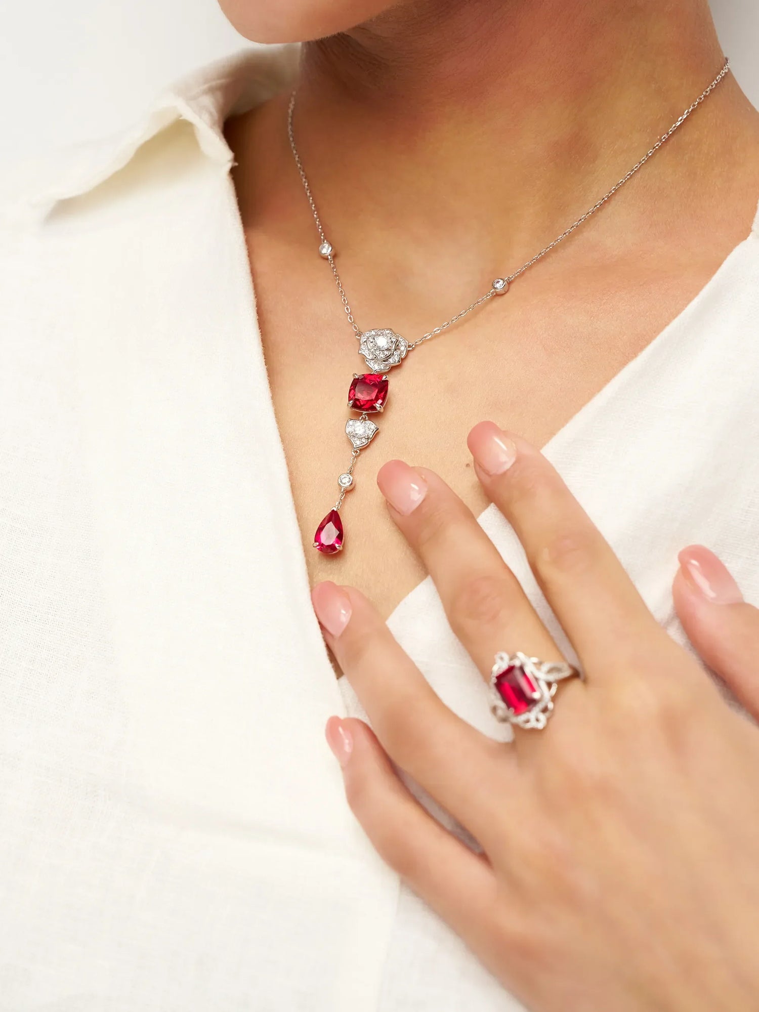 Exquisite Ruby Necklace - Ruby Veil by LINTICO
