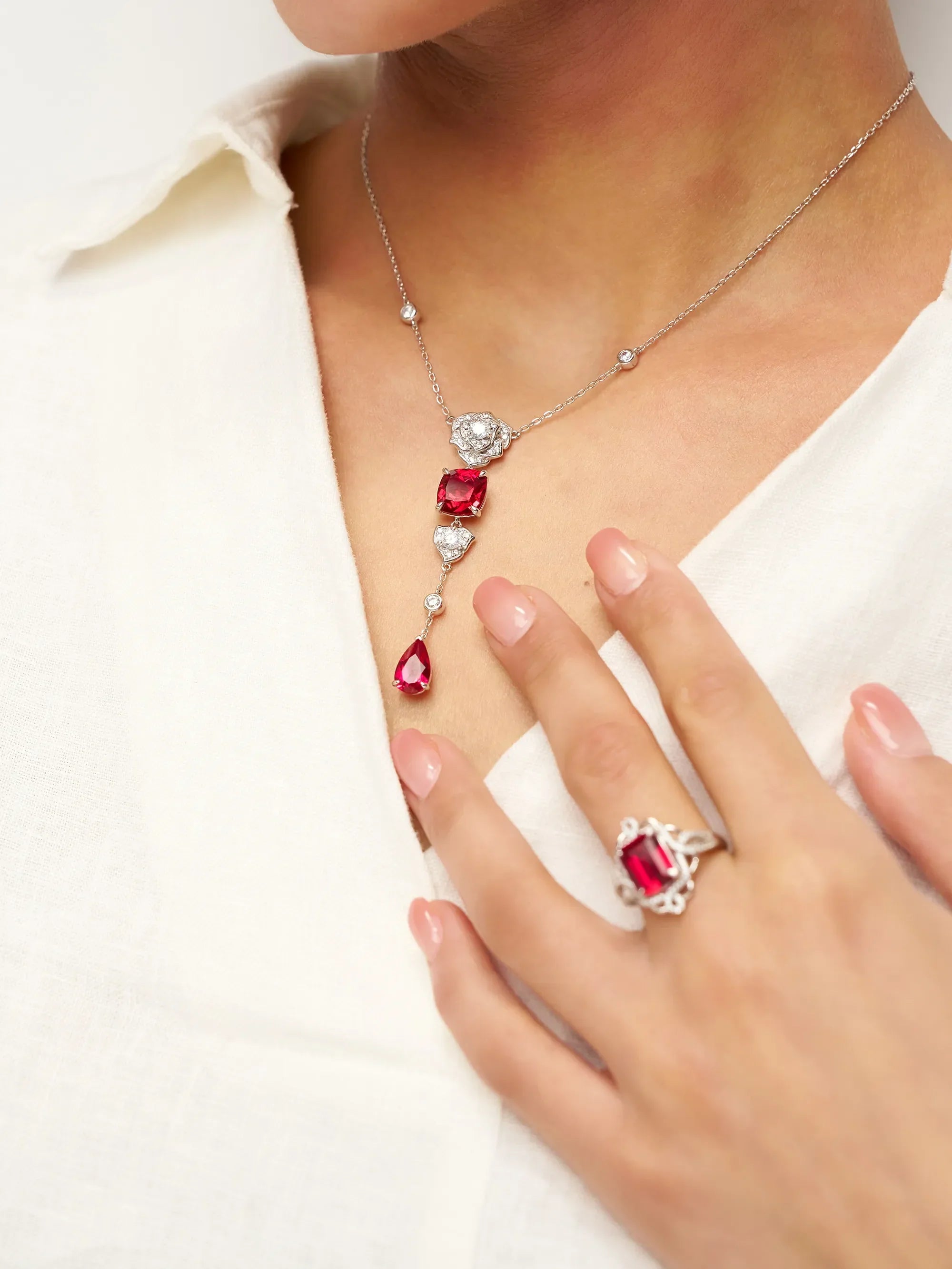 Exquisite Ruby Necklace - Ruby Veil by LINTICO