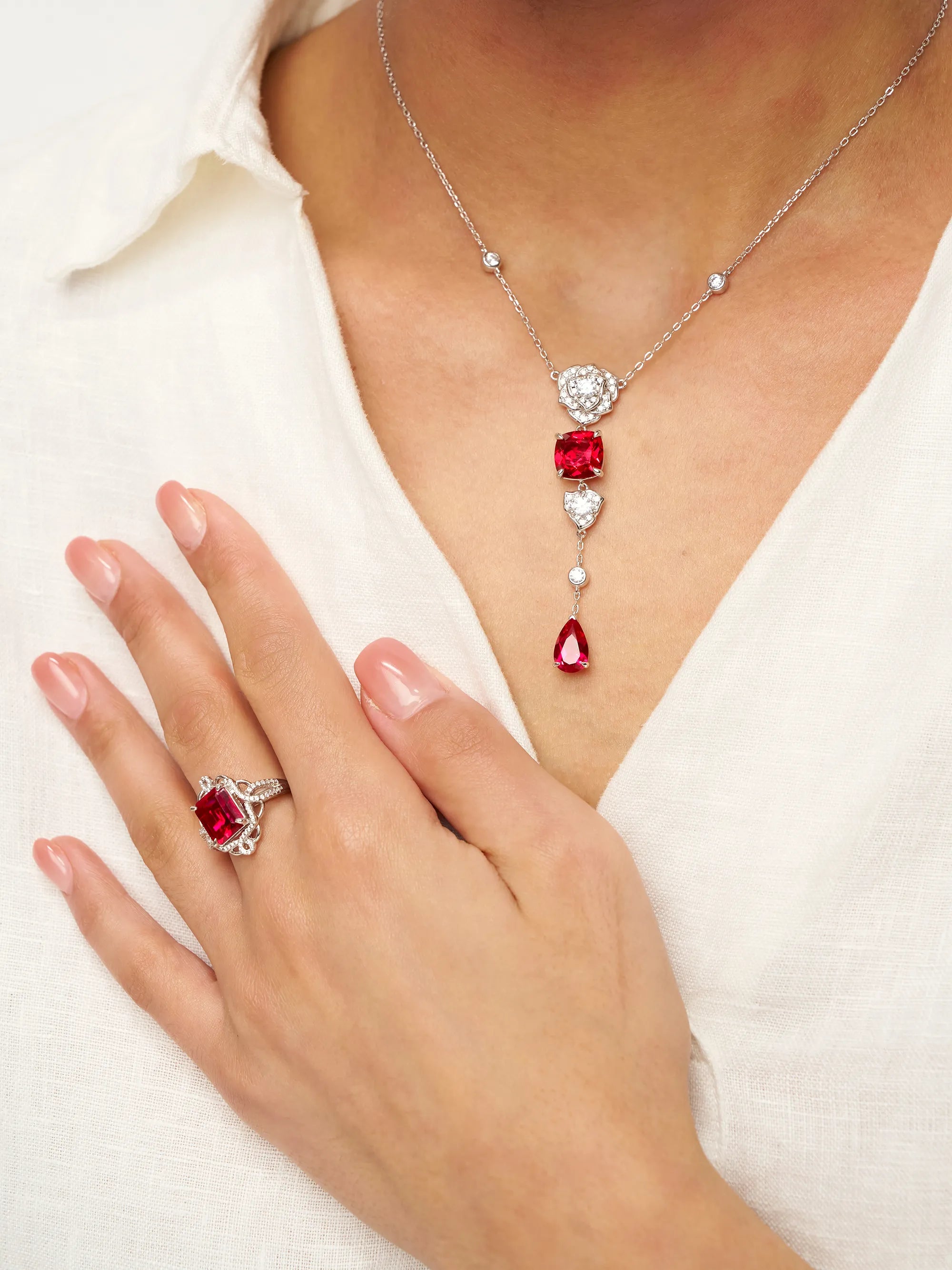 Exquisite Ruby Necklace - Ruby Veil by LINTICO