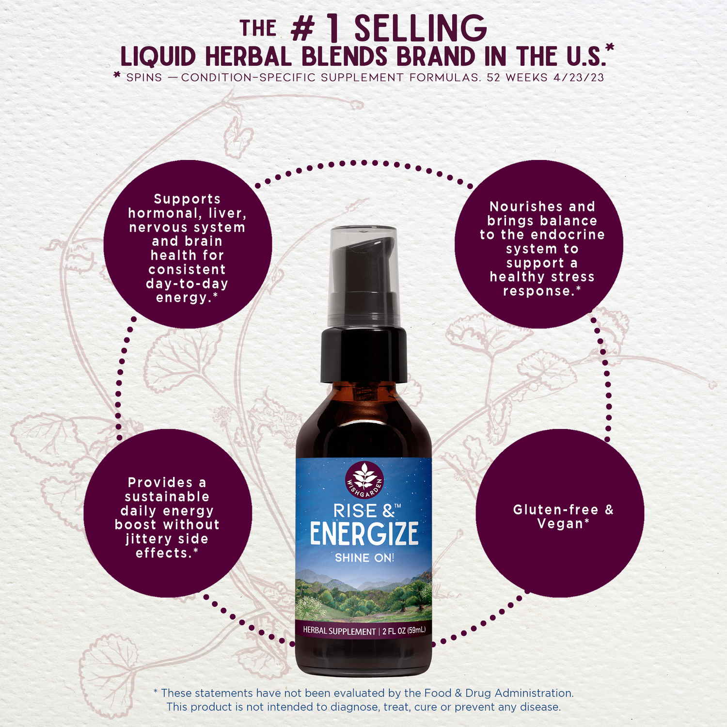 Rise &amp; Energize, Daily Energy Boost by WishGarden Herbs