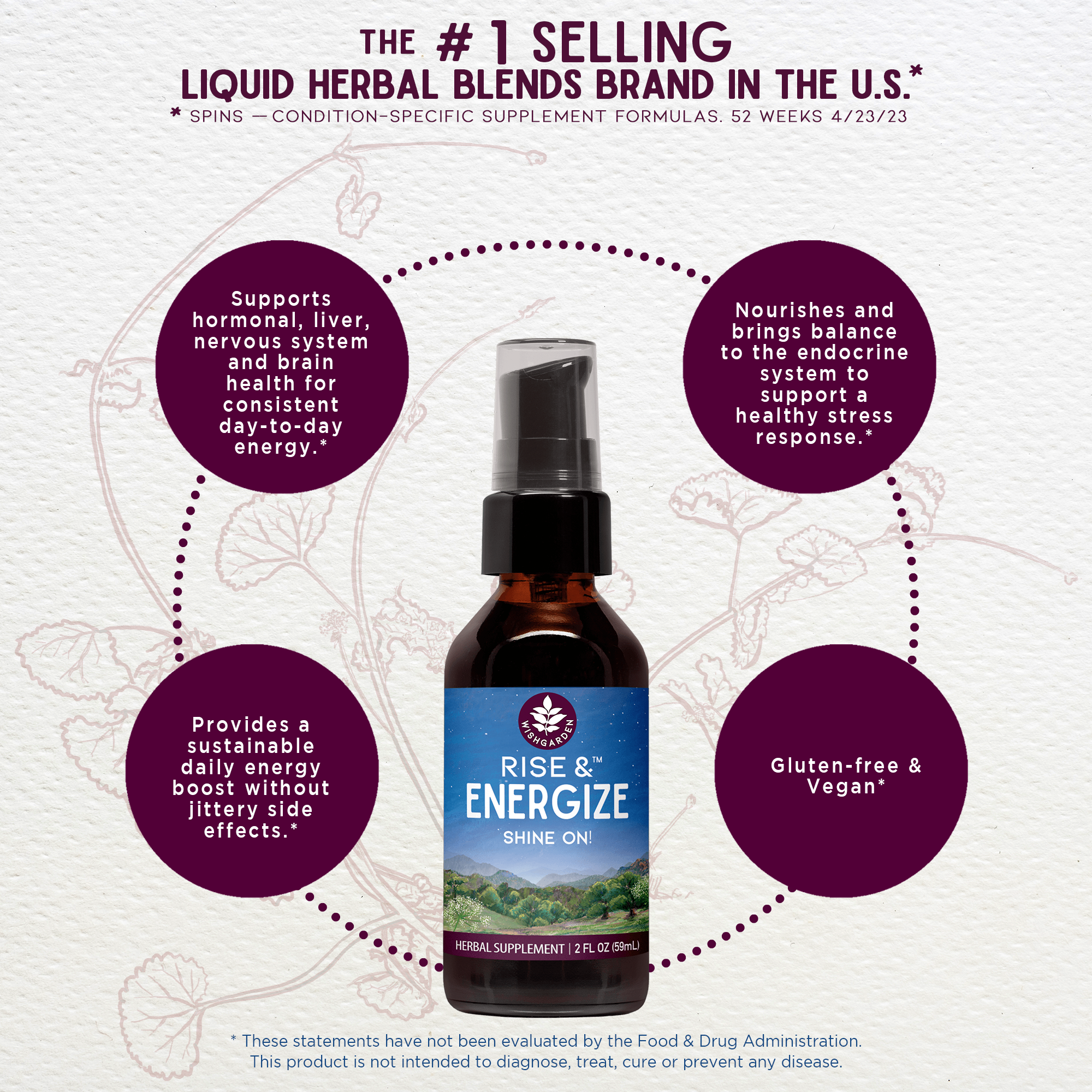 Rise &amp; Energize, Daily Energy Boost by WishGarden Herbs