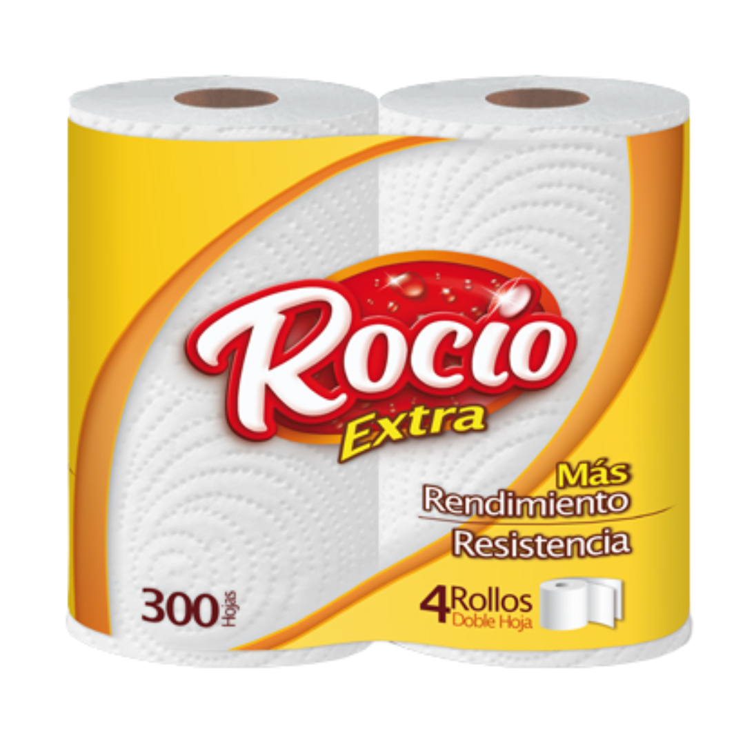 Rocío Extra Toilet Paper, 4 Roll Pack (300 Sheets Each) by Farmacias Savia