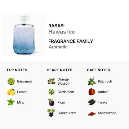 Rasasi Hawas Ice For Men 3.38 oz Eau De Perfume Spray by perfumesandrea