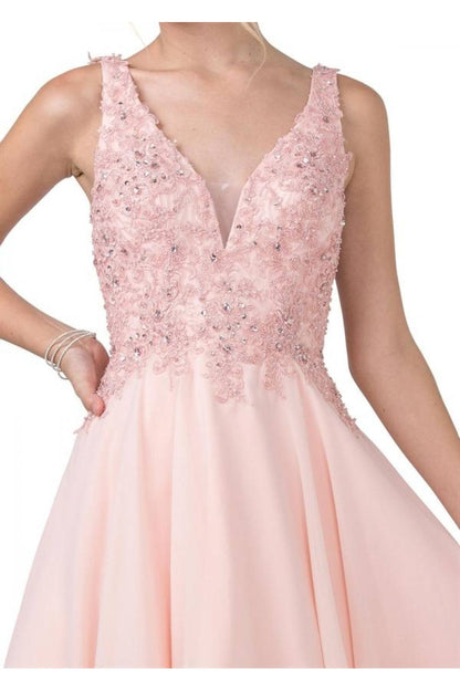 CLEARANCE - Aspeed S2331 Embroidered V-Neck Short A-Line Dress (Size Medium) by DiscountDressShop