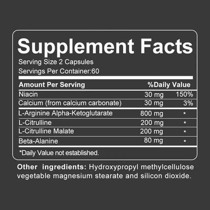 Energy Booster Capsules – Nitric Oxide + L-Citrulline for Strength, Endurance &amp; Muscle Mass – Pre-Workout Support – 120 Capsules by 2020WFG