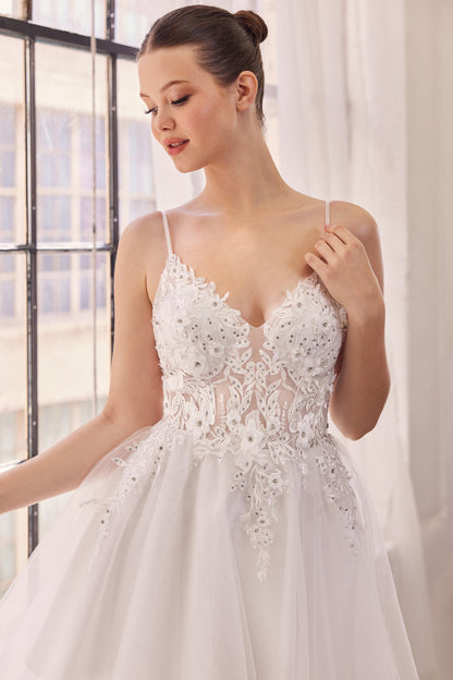 Ladivine SF047 Lace Bodice A-Line Layered Tulle Short Dress by DiscountDressShop