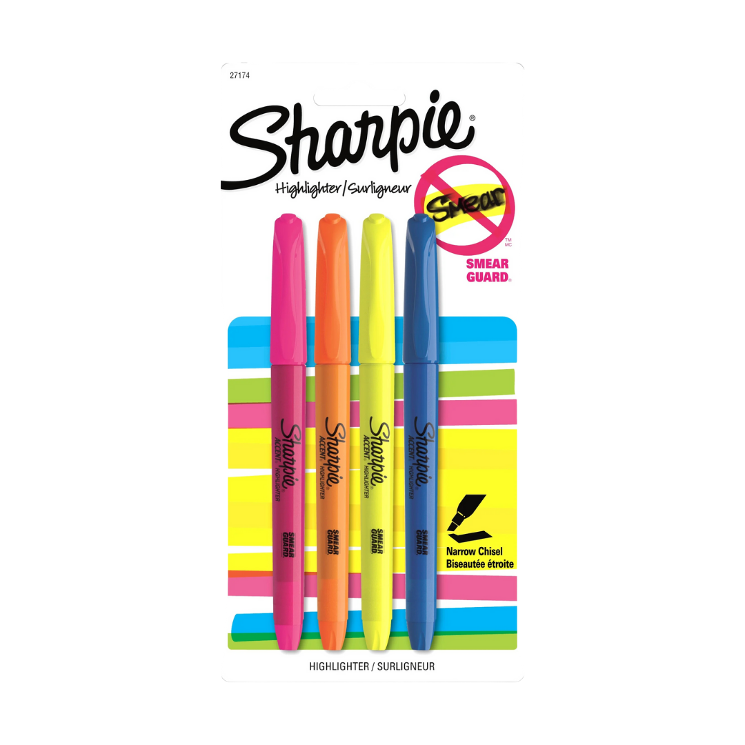 Sharpie Fine Point Highlighters (4 pack, Assorted Colors) by Farmacias Savia