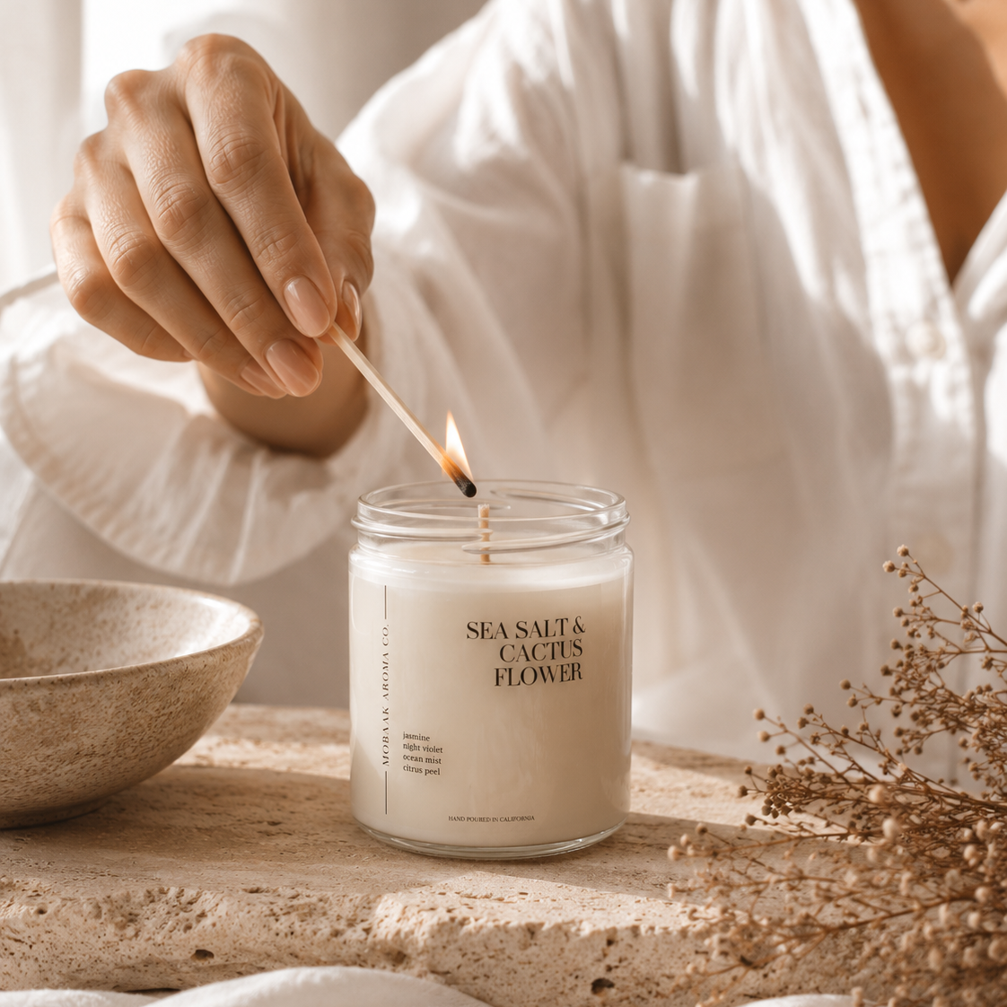 Sea Salt &amp; Cactus Flower Candle by Mobaak Aromatherapy Shoppe