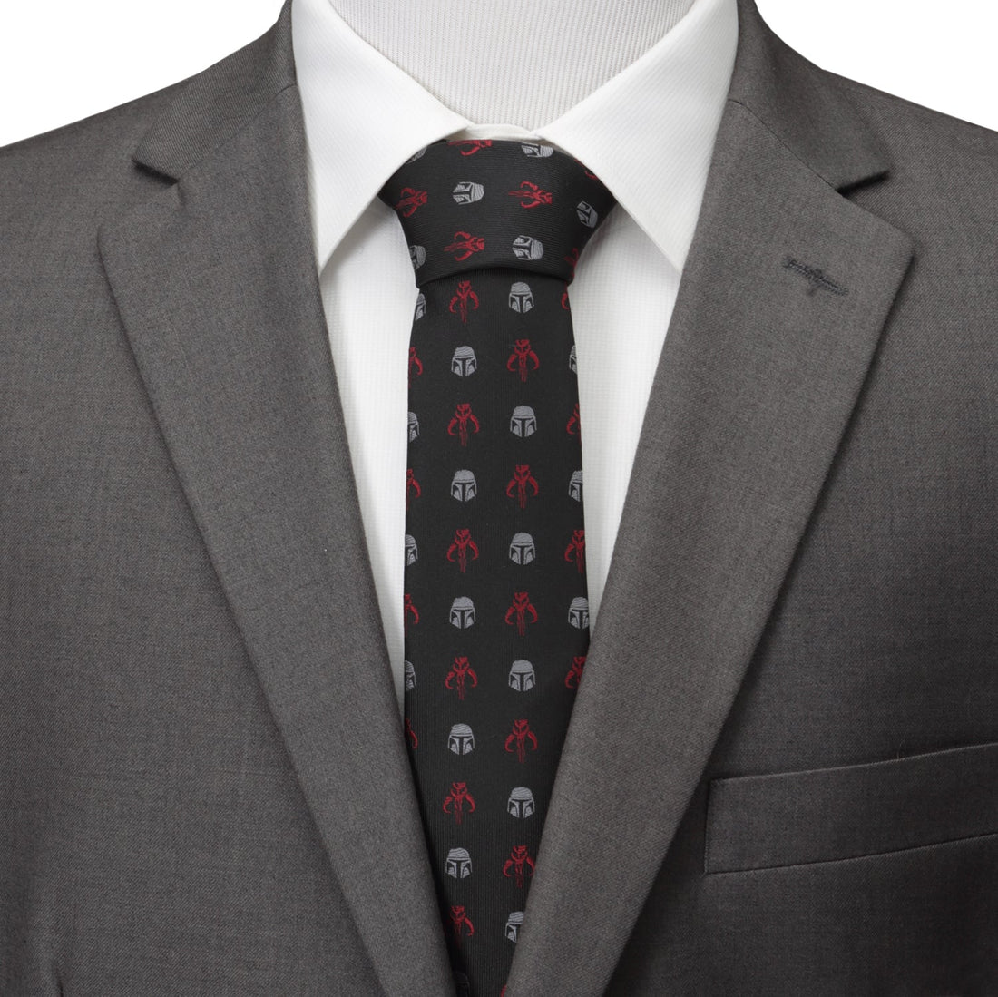 Star Wars Mandalorian and Mythosaur Red and Black Tie by Cufflinks.com
