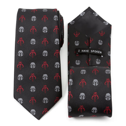 Star Wars Mandalorian and Mythosaur Red and Black Tie by Cufflinks.com