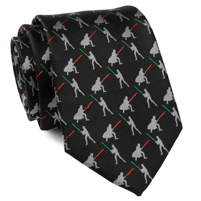 Star Wars Darth Vader and Luke Skywalker LIGHTSABER Battle Black Tie by Cufflinks.com