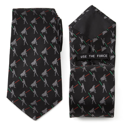 Star Wars Darth Vader and Luke Skywalker LIGHTSABER Battle Black Tie by Cufflinks.com