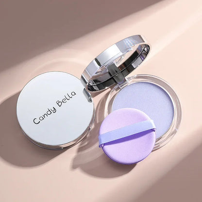 Matte Setting Powder Lasting Oil-Control Purple Glitter Pressed Powder Brightening Face Powder Jelly Compact Foundation Makeup by Korean Skin Care