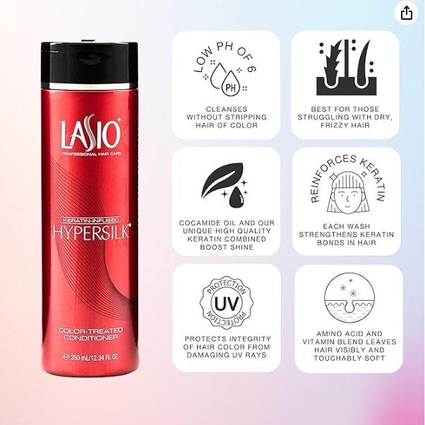Lasio Keratin-Infused Hypersilk Color Treated Conditioner 12.34 Oz by Pasteur Pharmacy