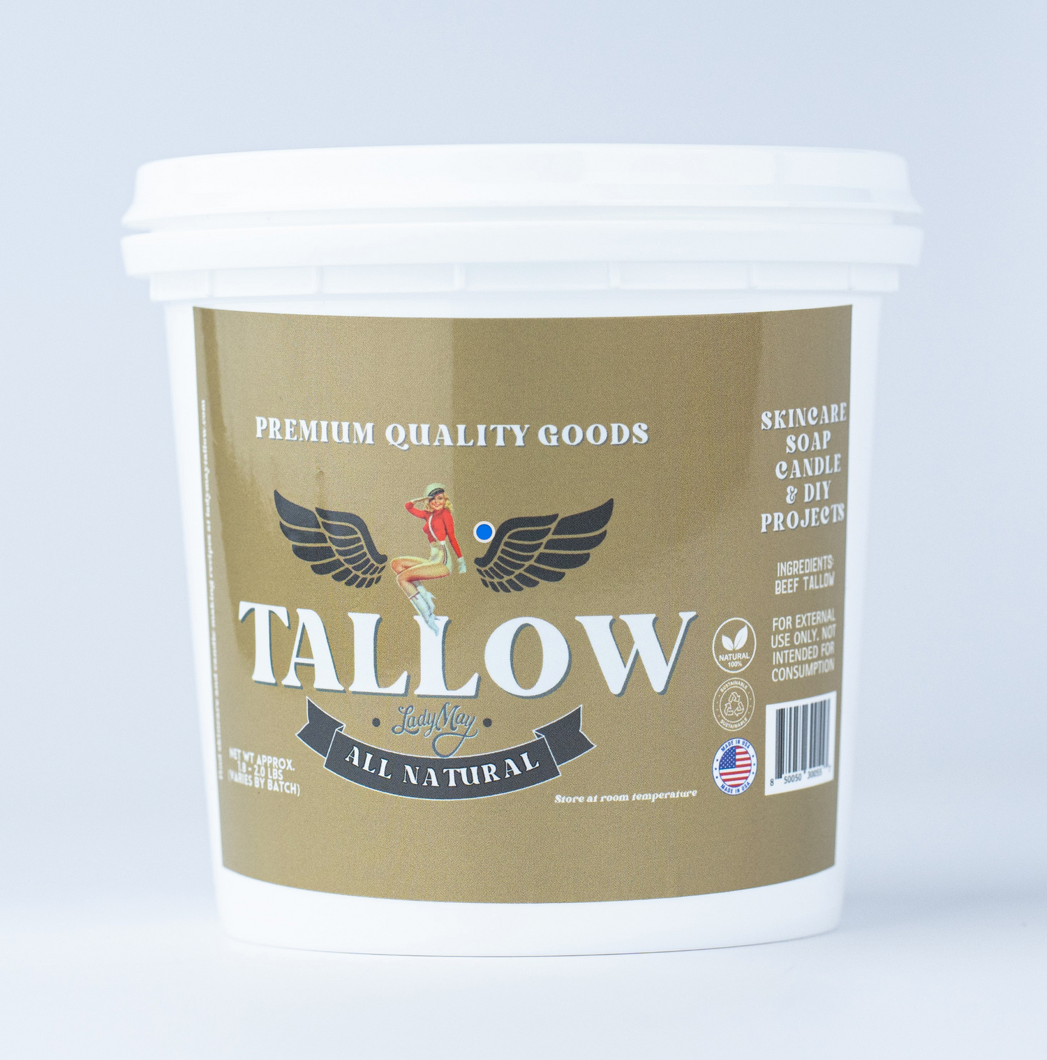 Bulk Grass-Fed Beef Tallow for Soap, Skincare &amp; Candles | 2,8,16 lbs | Maker-Proven Quality by Lady May Tallow