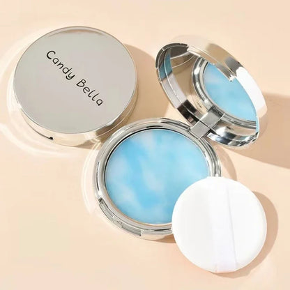 Matte Setting Powder Lasting Oil-Control Purple Glitter Pressed Powder Brightening Face Powder Jelly Compact Foundation Makeup by Korean Skin Care