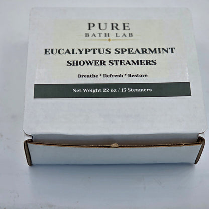 Eucalyptus Mint - Breathe Easy Shower Steamers - Sinus Relief Eucalyptus Menthol (15 count) by Spa Pure