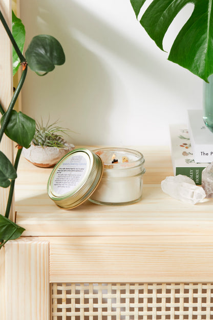 Space Clearing Candle/ Intention Candle / Organic Soy Candle / Candle with Crystals / Cleansing Candle by Butter Me Up Organics