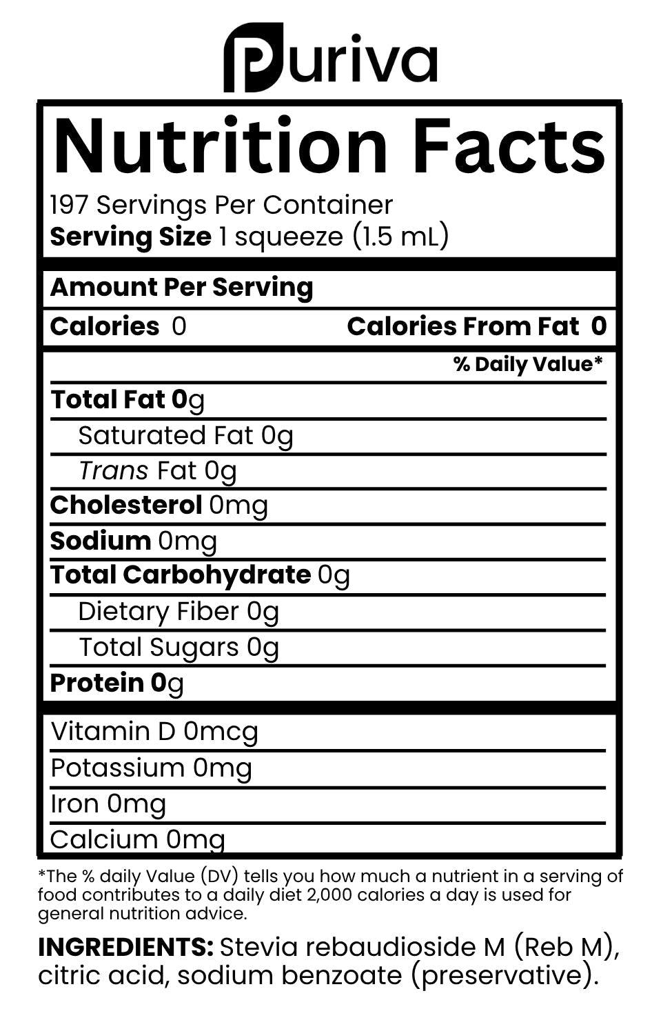 Organic Liquid Stevia Reb M | Sweetener Concentrate | Superior to Reb A, Reb D, and all stevia extracts | 5,000 servings with refill pack, Puriva Nutrition by Puriva Nutrition