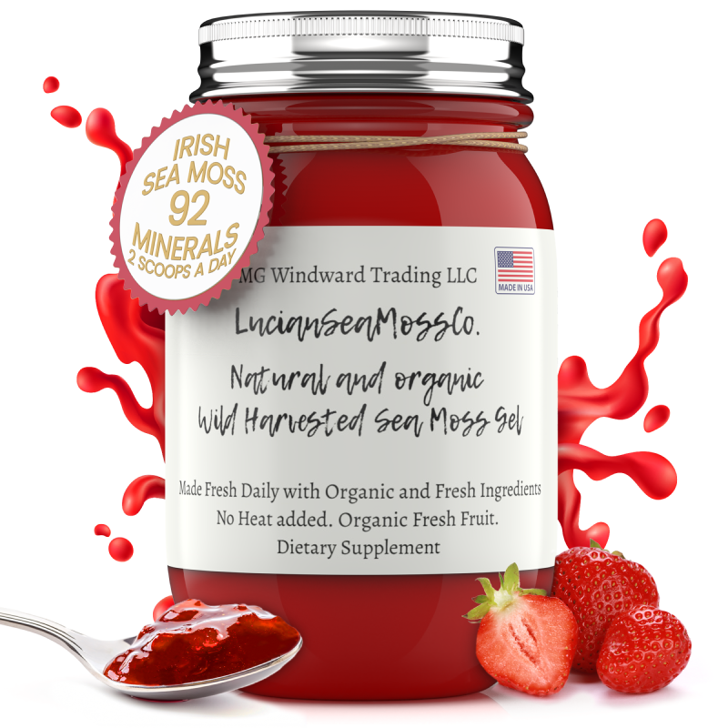 Fresh Organic Strawberry Infused Sea Moss Gel by Seamoss Global