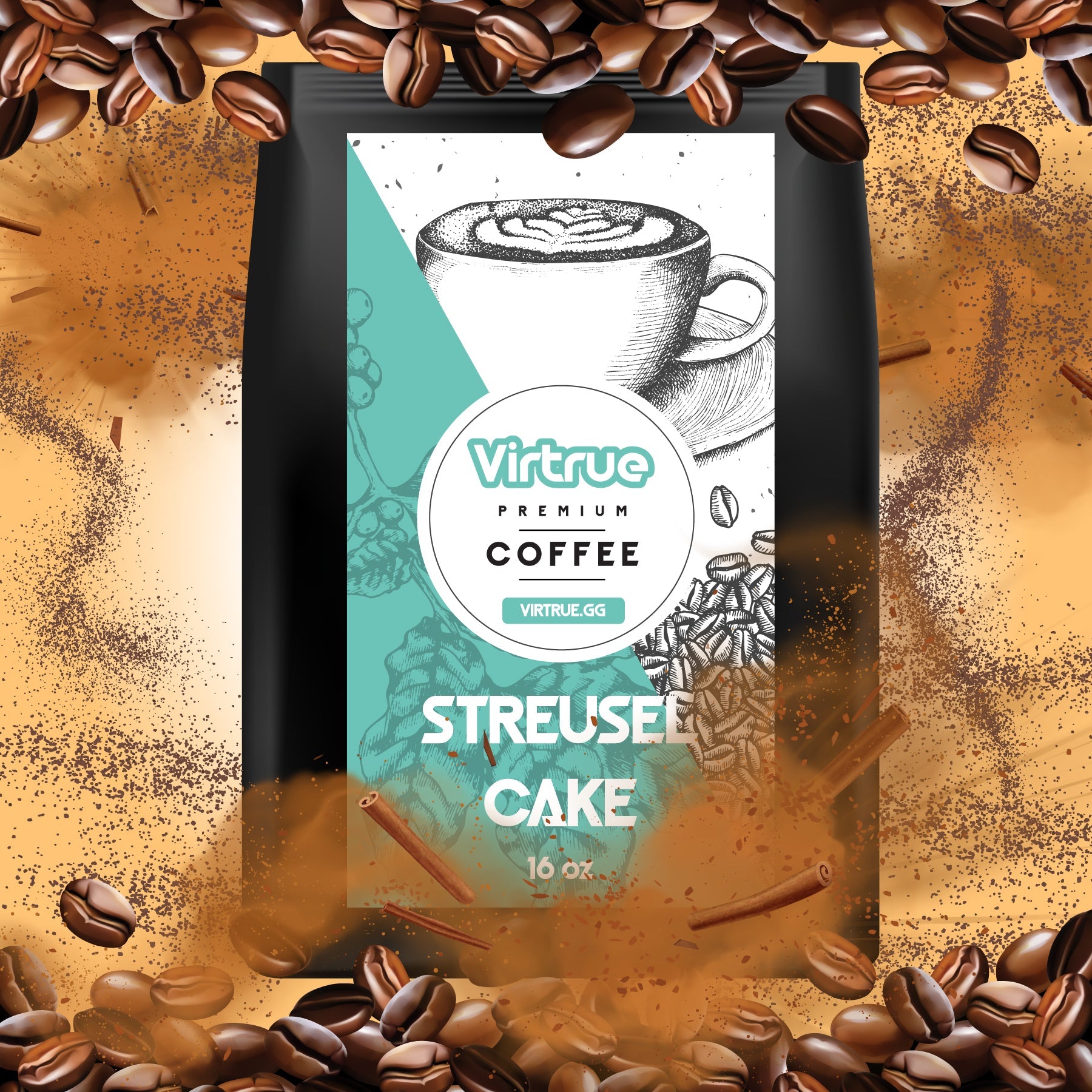 Streusel Cake Flavored Coffee – 16oz | Virtrue Premium by Virtrue