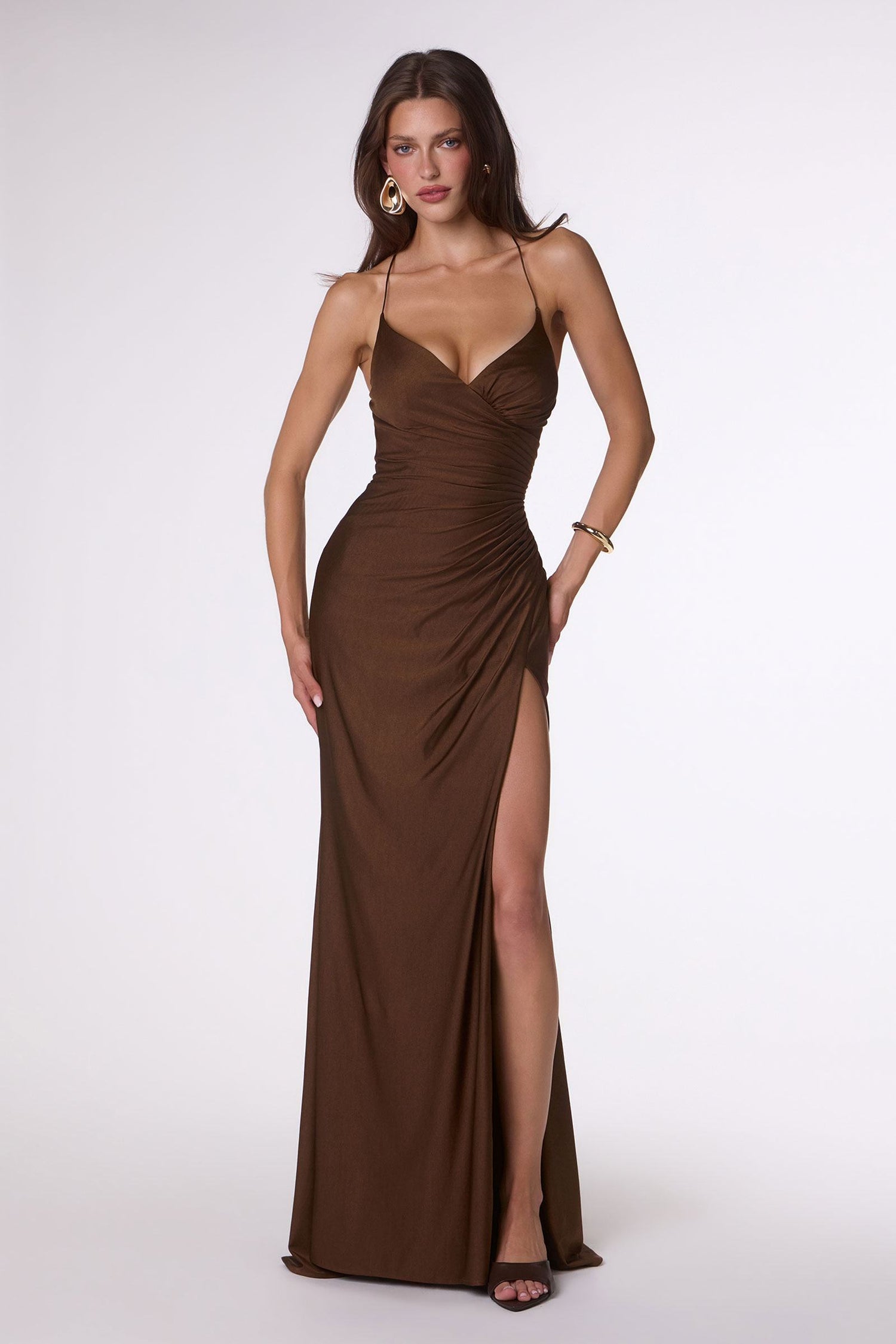 Amoris T102 Long Fitted Sexy Evening Gown Open Back Slit by DiscountDressShop