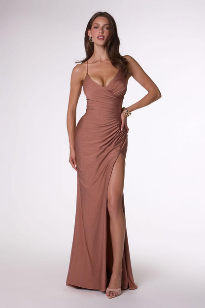Amoris T102 Long Fitted Sexy Evening Gown Open Back Slit by DiscountDressShop
