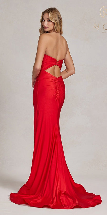 Nox Anabel T1139 Floor Length Fitted Satin Strapless Sweetheart Dress by DiscountDressShop