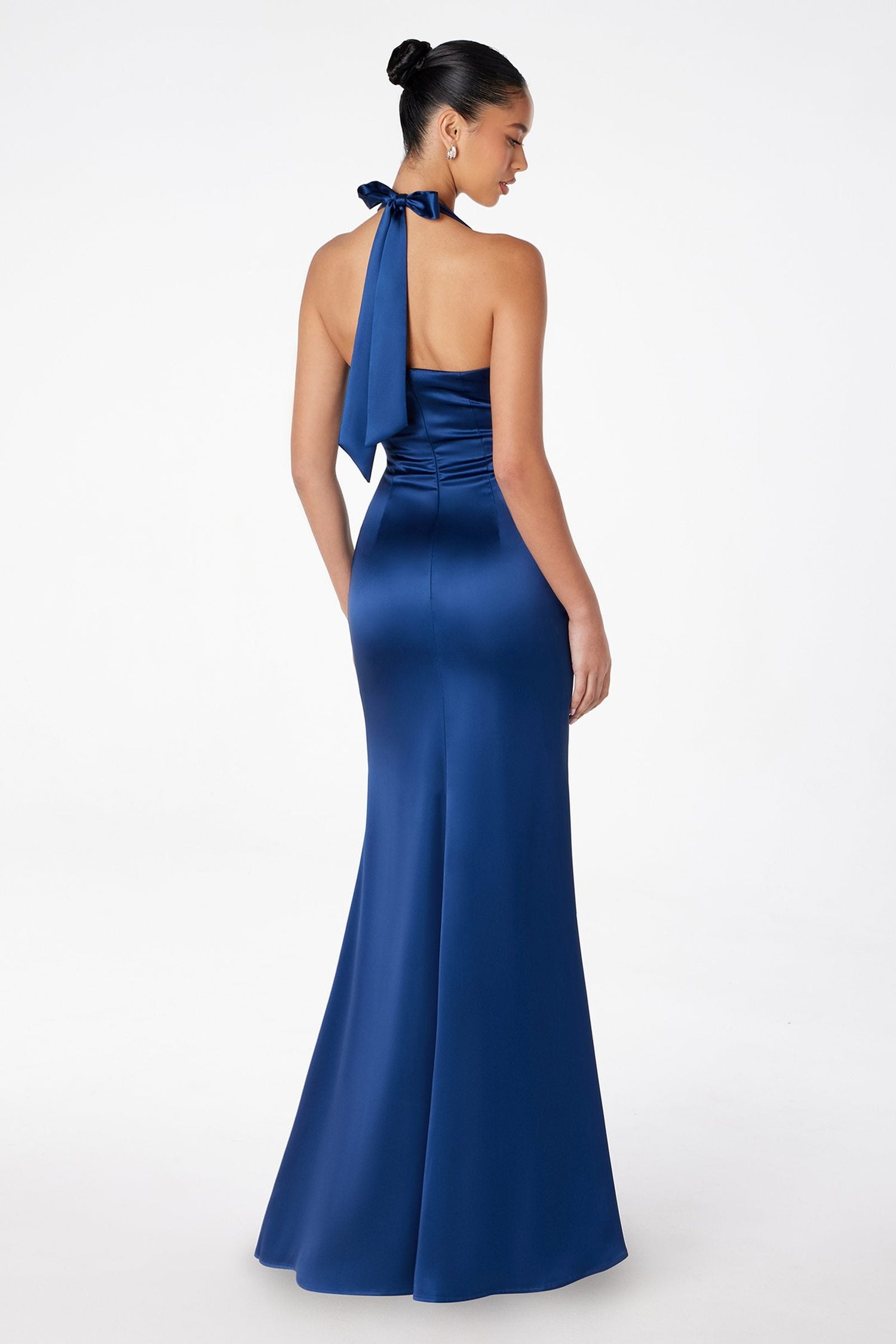 Astee T2001 Fitted Long V-Neckline Halter Top Evening Gown by DiscountDressShop