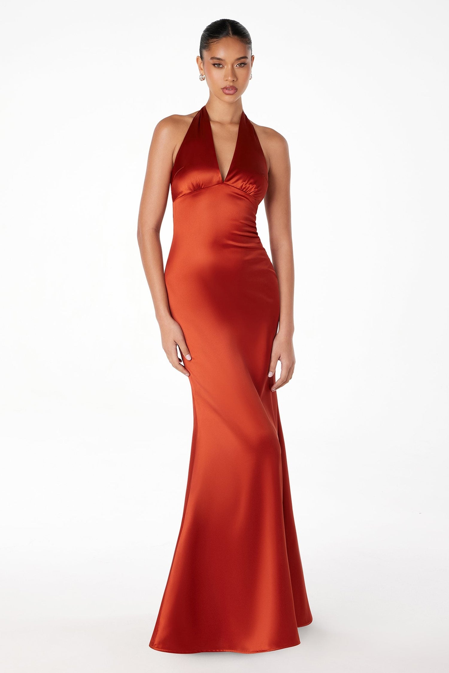 Astee T2001 Fitted Long V-Neckline Halter Top Evening Gown by DiscountDressShop