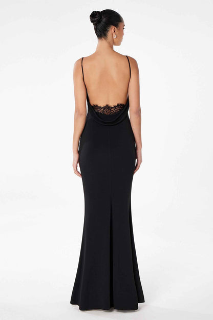 Astee T2008 Fitted Spaghetti Strap Open Back with Lace Detail Gown by DiscountDressShop