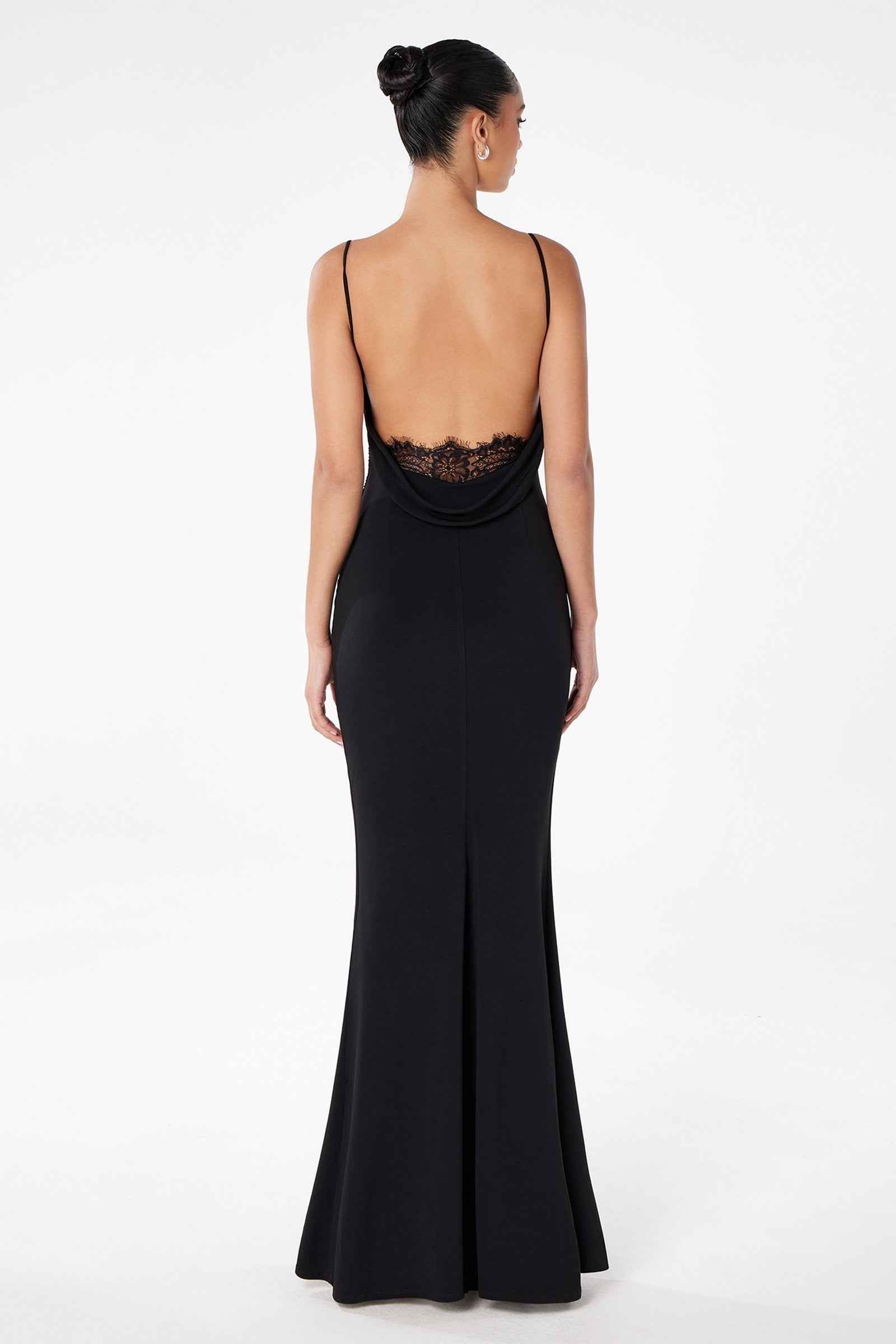 Astee T2008W Fitted Spaghetti Strap Open Back with Lace Detail Gown by DiscountDressShop