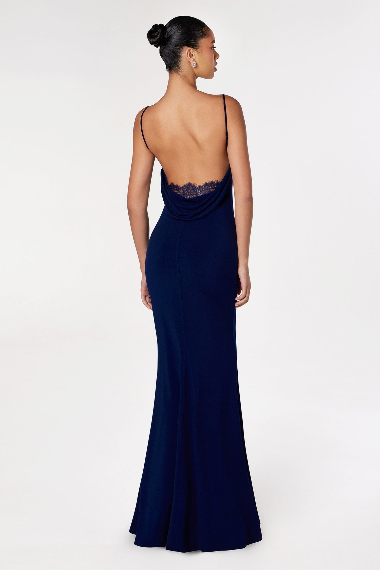 Astee T2008 Fitted Spaghetti Strap Open Back with Lace Detail Gown by DiscountDressShop