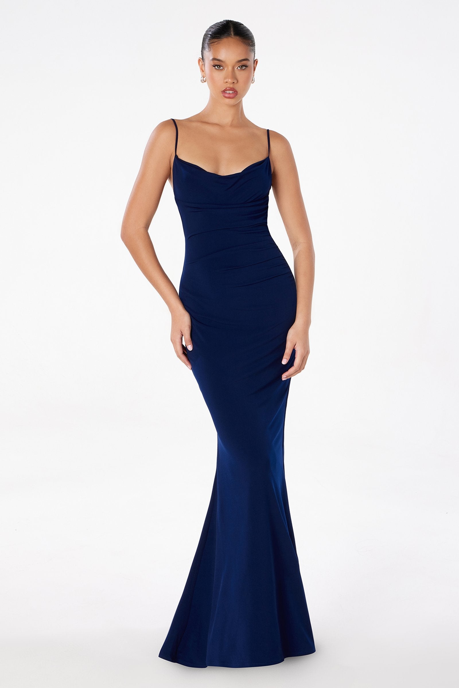Astee T2008 Fitted Spaghetti Strap Open Back with Lace Detail Gown by DiscountDressShop