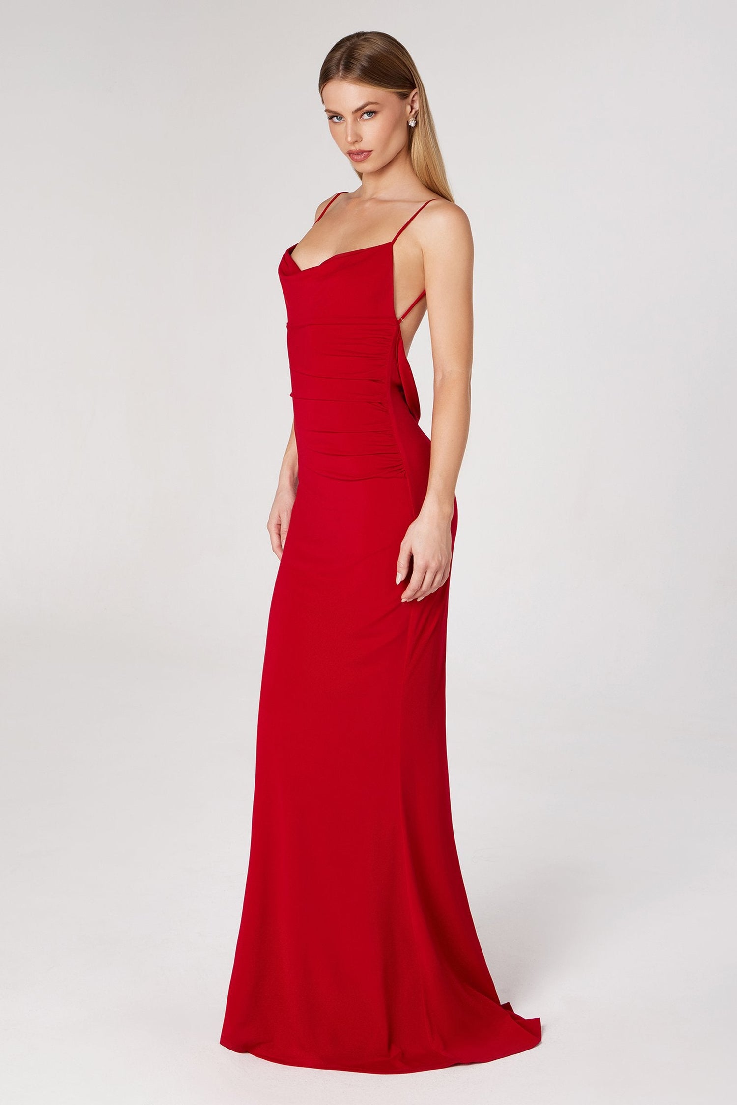 Astee T2008 Fitted Spaghetti Strap Open Back with Lace Detail Gown by DiscountDressShop