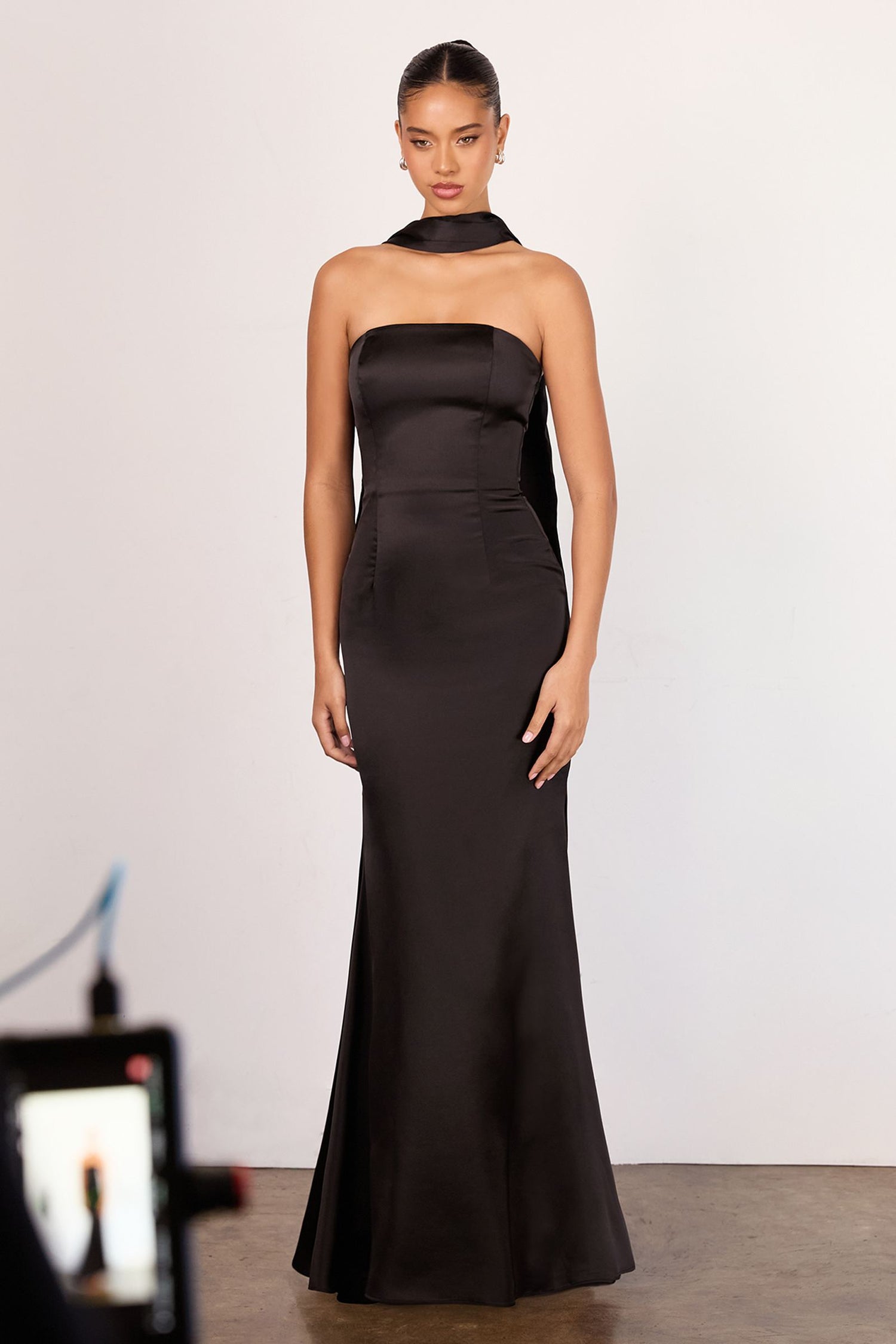 Astee T2012 Strapless Fitted Mermaid Gown with Scarf by DiscountDressShop