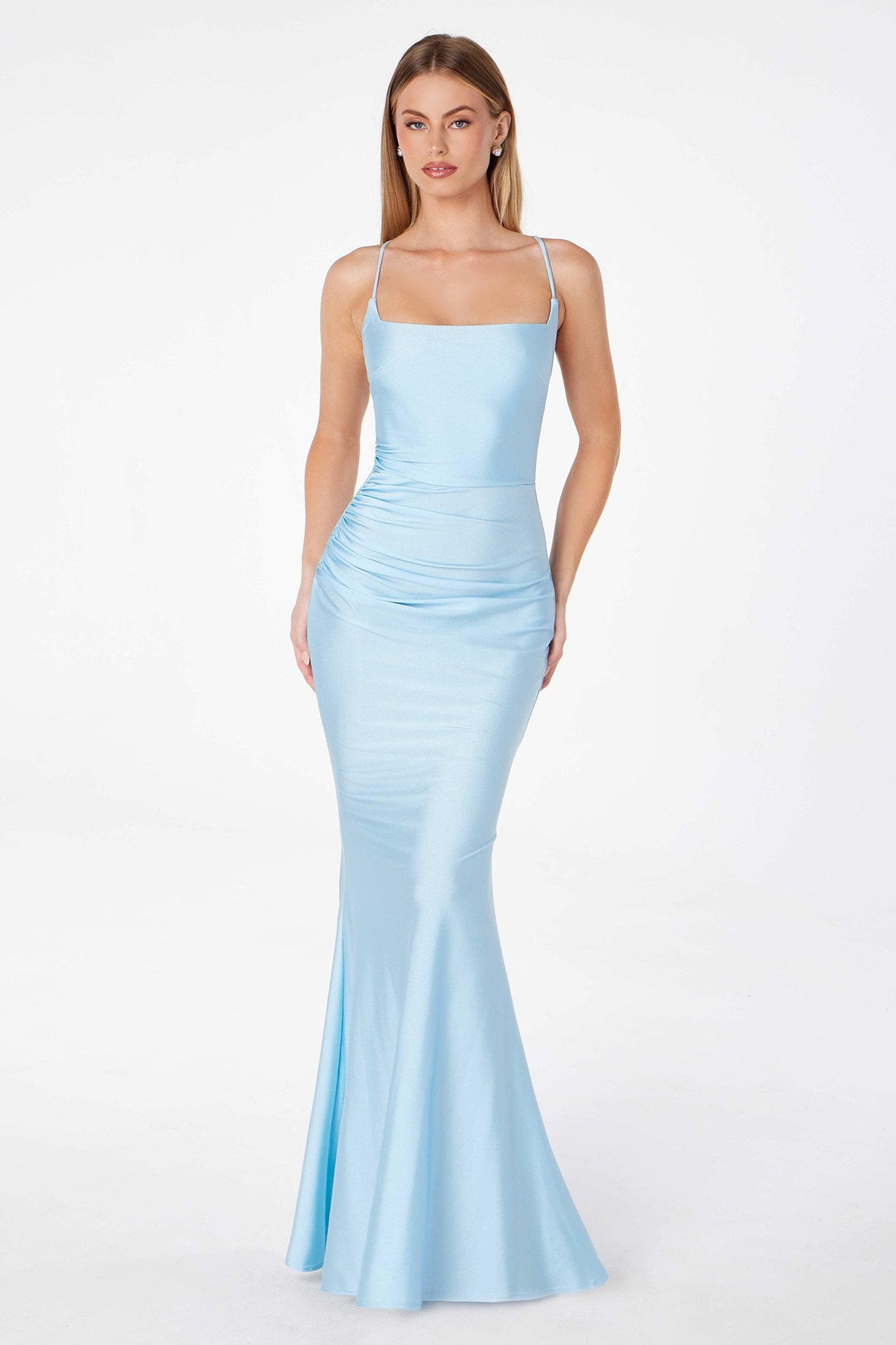 Astee T3001 Long Fitted Evening Gown Strappy Open Back by DiscountDressShop