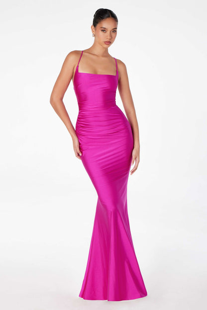 Astee T3001 Long Fitted Evening Gown Strappy Open Back by DiscountDressShop