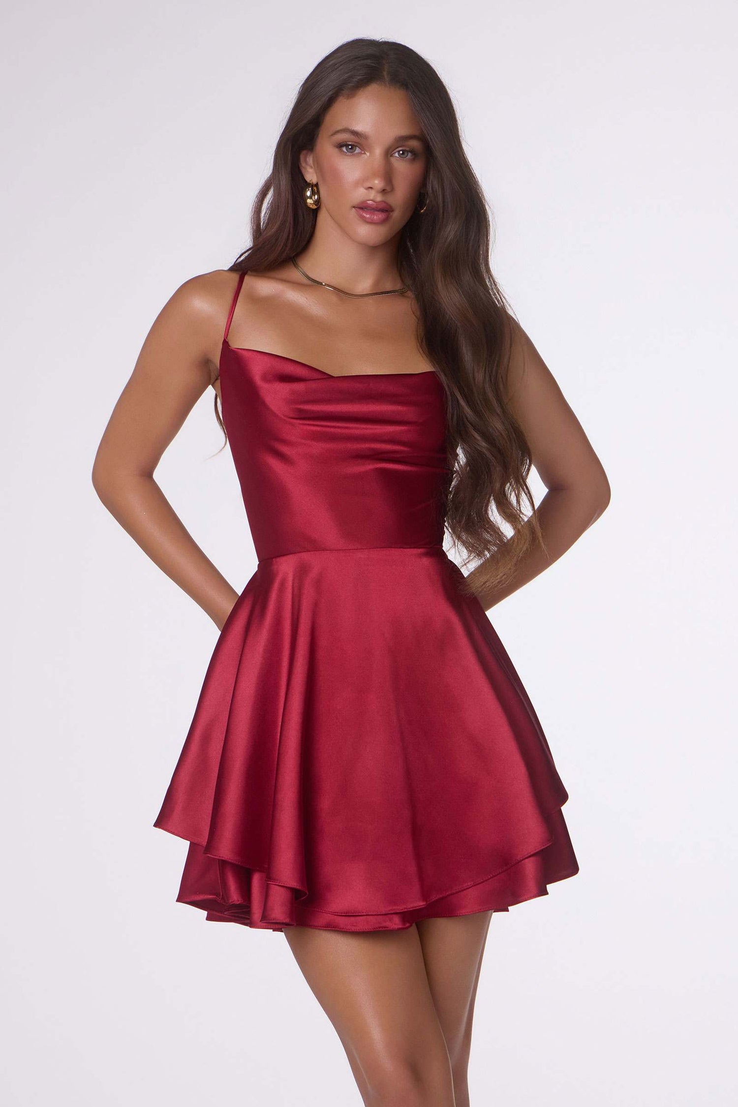 Amoris T616 Fit and Flare Satin Mini Party Dress by DiscountDressShop