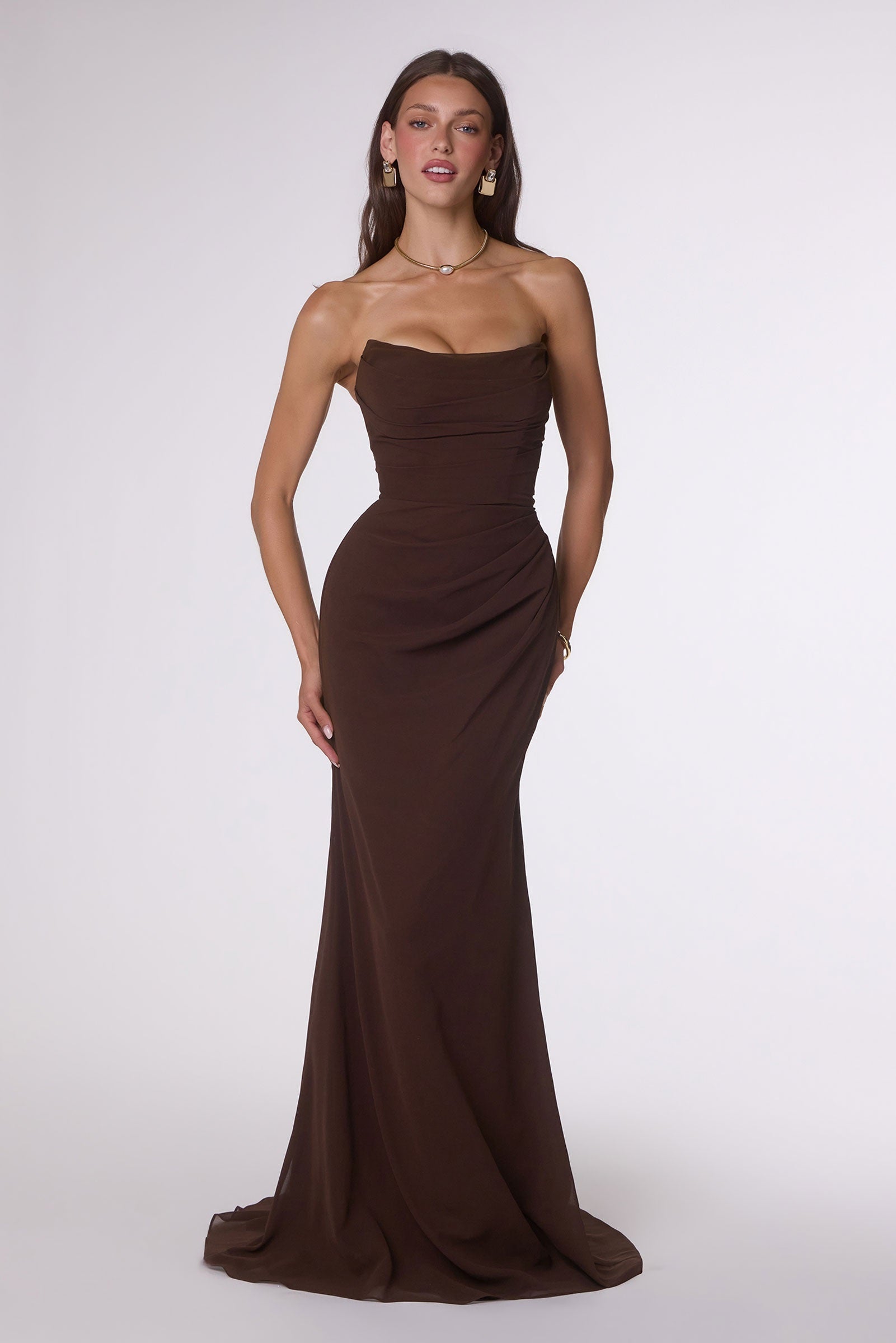 Ladivine Amoris T702 Strapless Scoop Neckline Fitted Chiffon Dress by DiscountDressShop