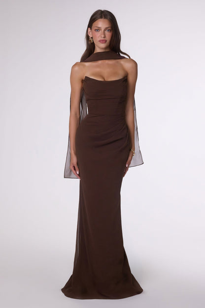 Ladivine Amoris T702 Strapless Scoop Neckline Fitted Chiffon Dress by DiscountDressShop