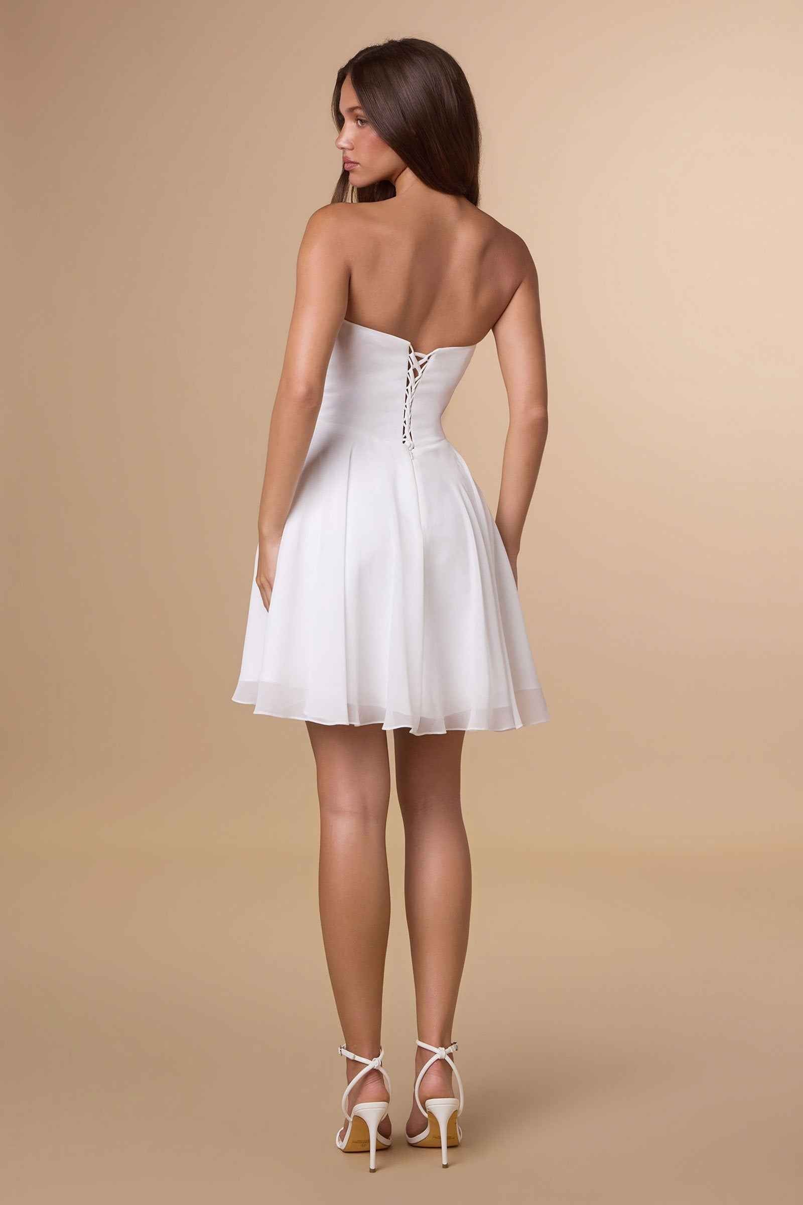 Amoris T709 Short Strapless Chiffon Dress by DiscountDressShop