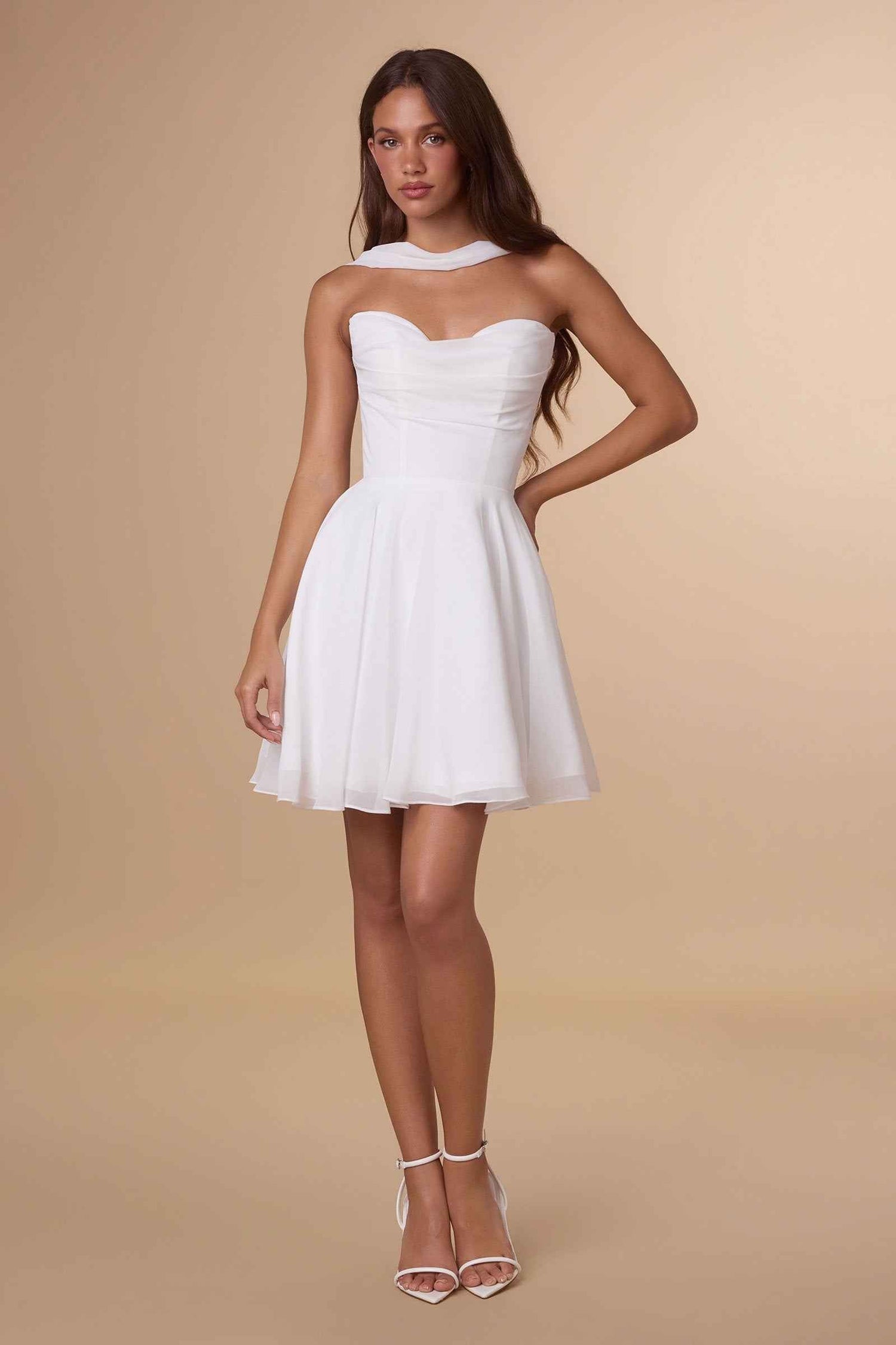 Amoris T709 Short Strapless Chiffon Dress by DiscountDressShop