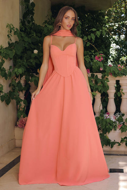 Amoris T711 Long Spaghetti Strap A-Line Chiffon Dress by DiscountDressShop