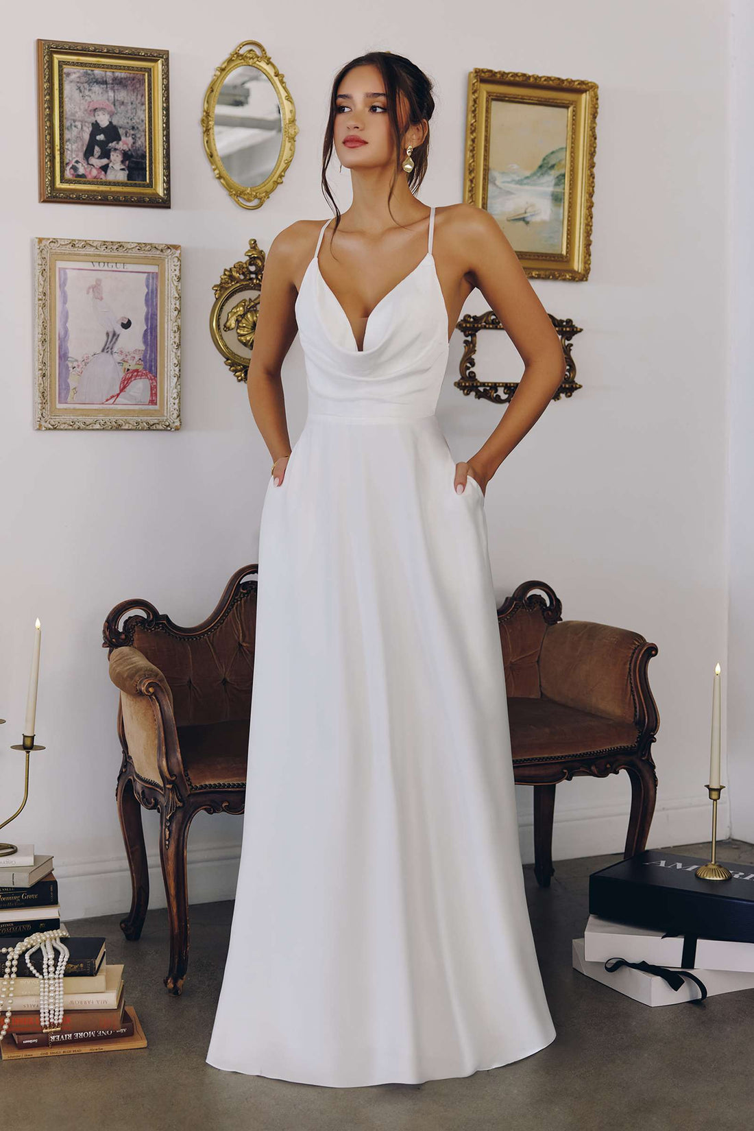 Amoris T714W A-Line Spaghetti Strap Wedding Dress by DiscountDressShop