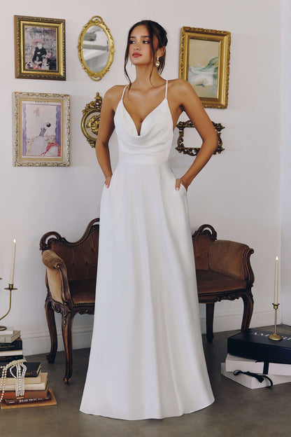 Amoris T714W A-Line Spaghetti Strap Wedding Dress by DiscountDressShop