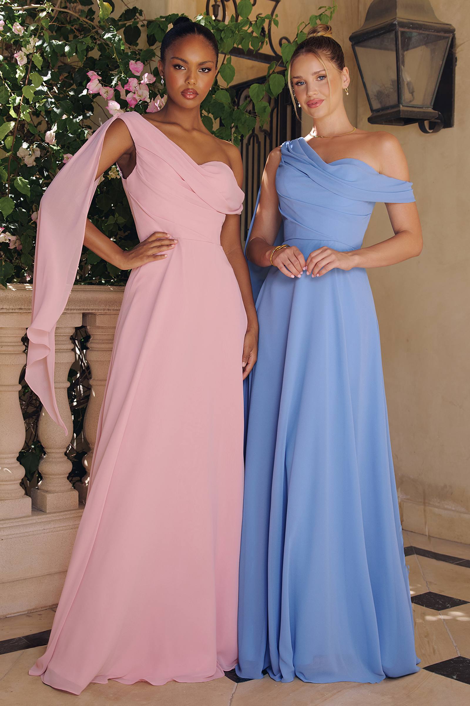 Amoris T716 One Shoulder Chiffon A-Line Evening Dress by DiscountDressShop