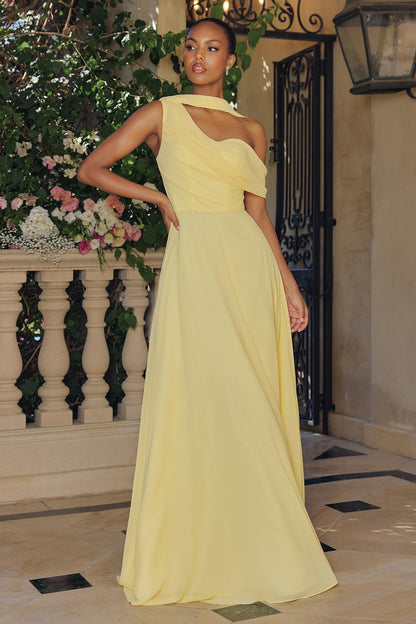 Amoris T716 One Shoulder Chiffon A-Line Evening Dress by DiscountDressShop
