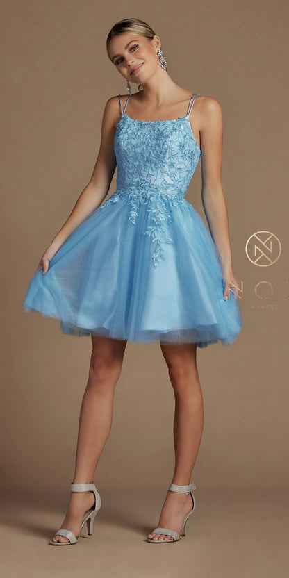 Nox Anabel T718 Short A-Line Corset Back Baby Doll Dress Tulle Skirt by DiscountDressShop