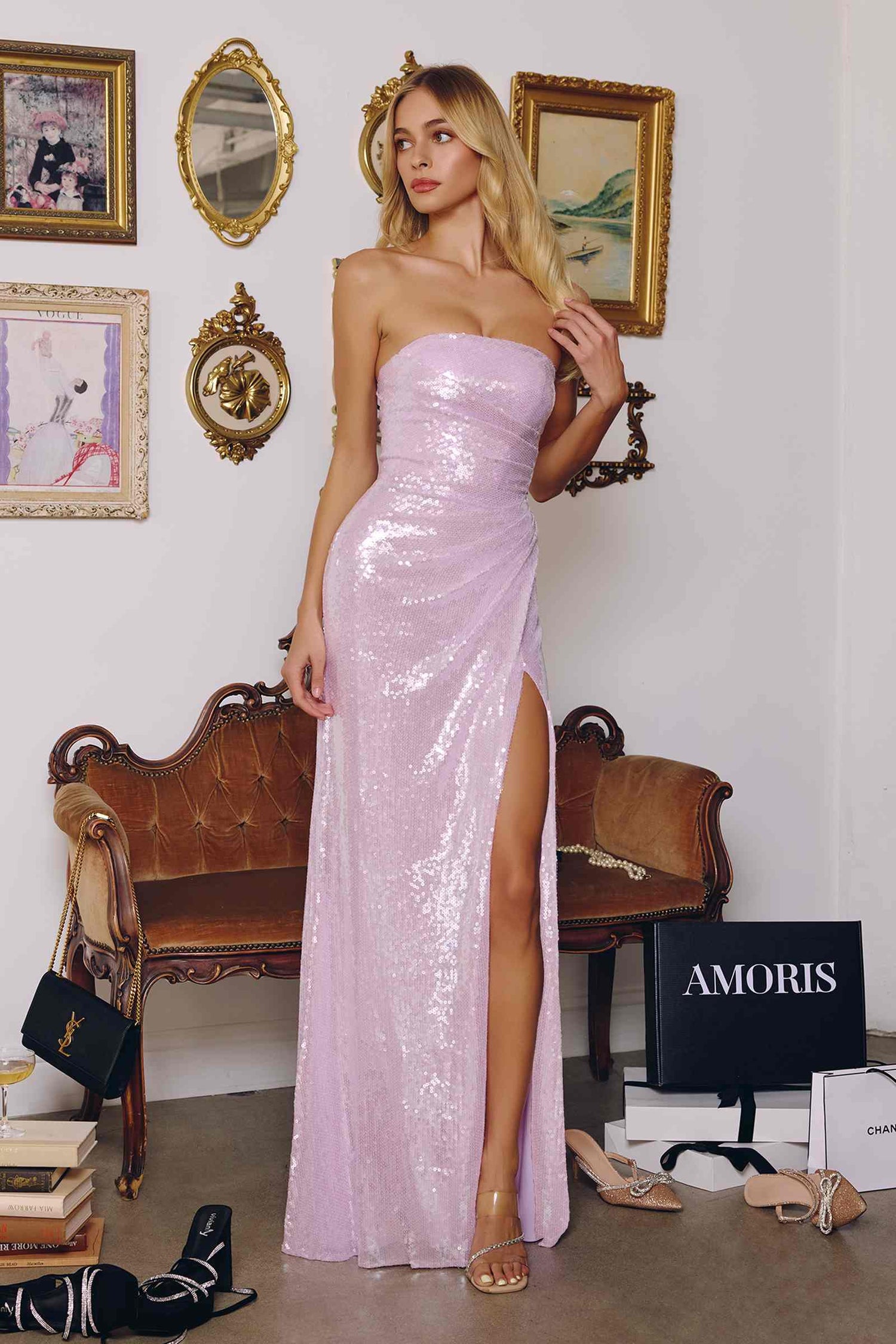 Amoris T724 Sleek Strapless Sequin Fitted Gown by DiscountDressShop